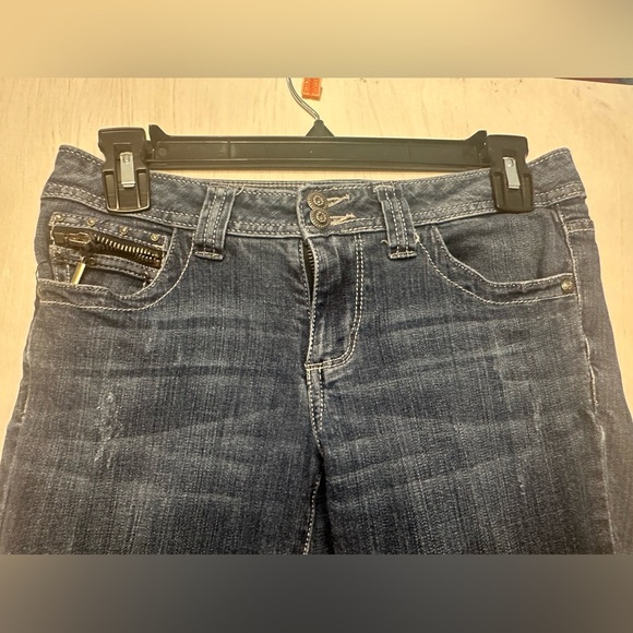Cache Bootcut Jeans Size 2 Dark Wash Embellished Back Pockets Mid Rise - Picture 8 of 10